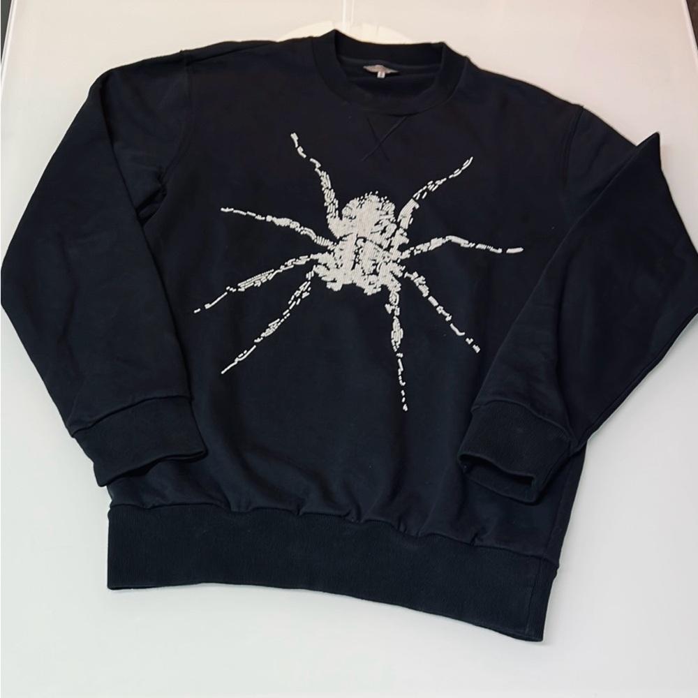 Lanvin Black Crewneck Sweatshirt w/ Beaded Spider Design Mens Medium